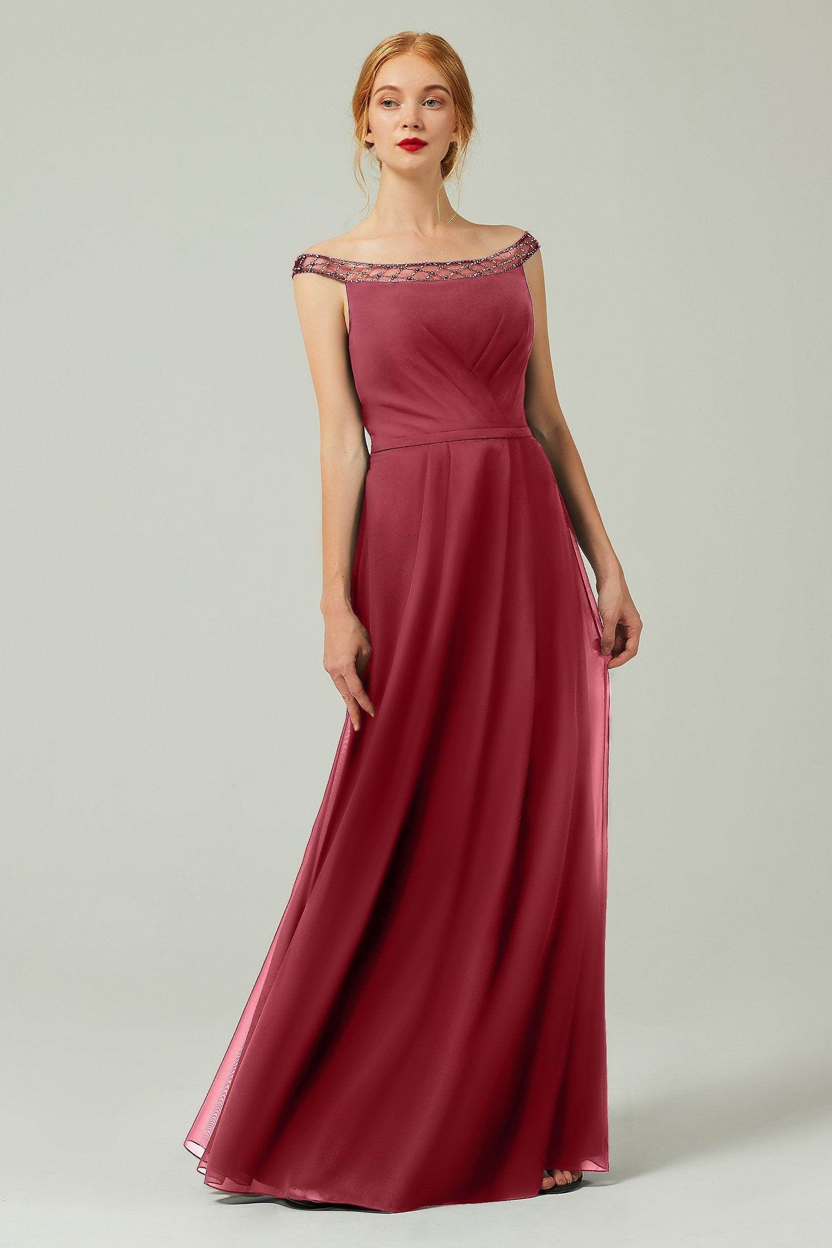 A-Line Floor Length Chiffon Bridesmaid Dress Formal Dresses CB0339 - COCOMELODY